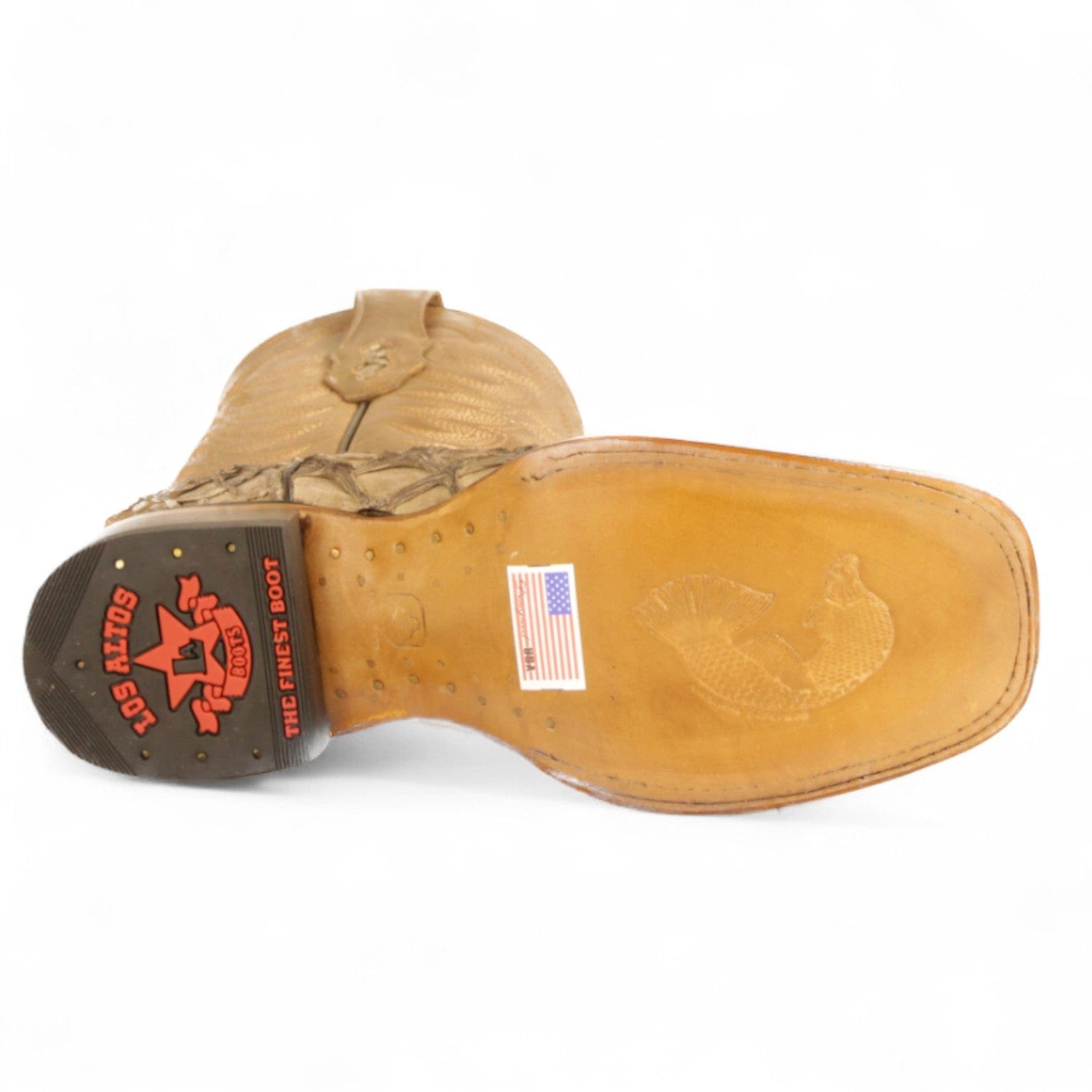 Los Altos Boots Boots Men's Genuine Piraruccu Skin Rodeo Wide Square Toe Boots Oryx Color - Los Altos Boots