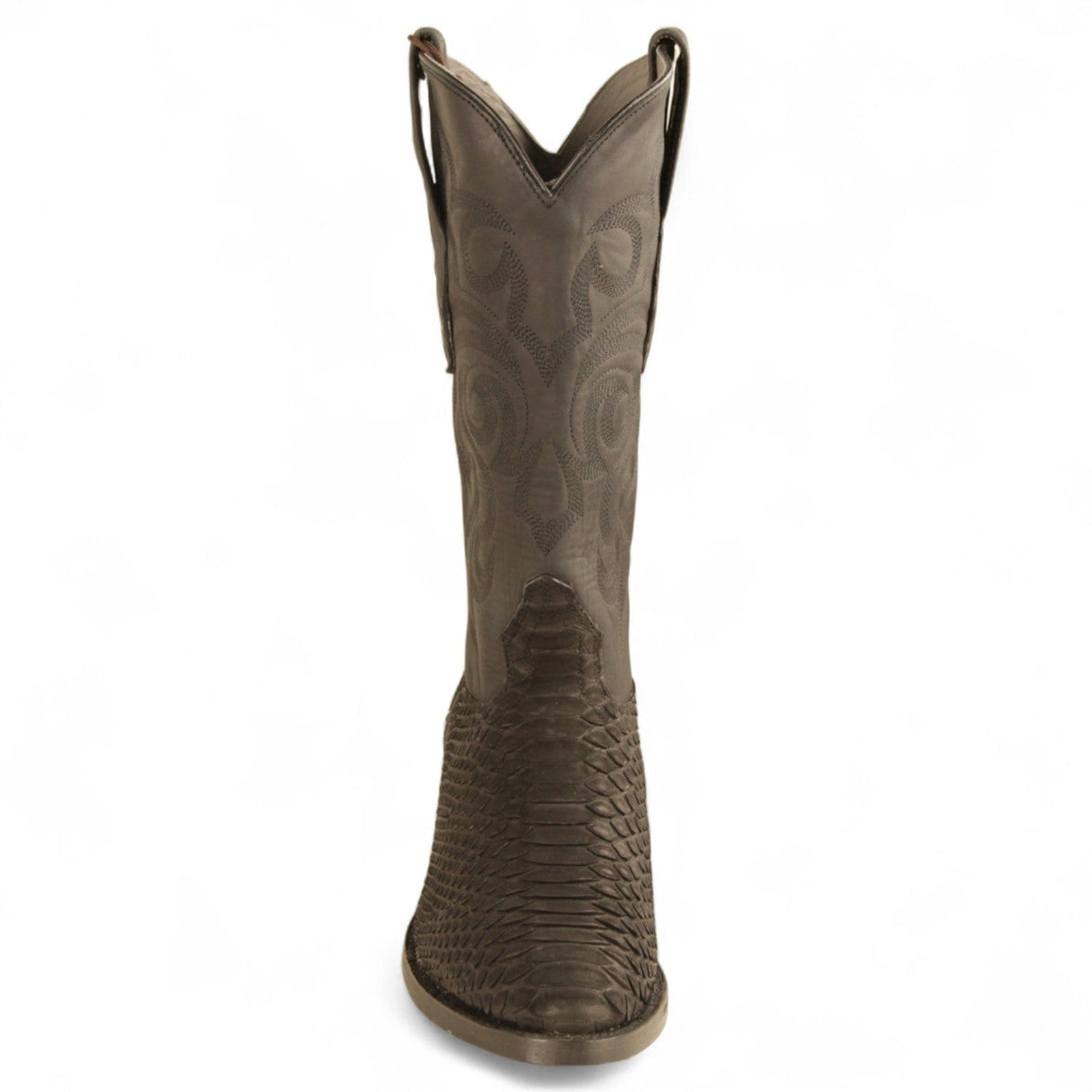 Los Altos Boots Boots Men's Genuine Python Round Toe Boots Nobuck Black Color - Los Altos Boots