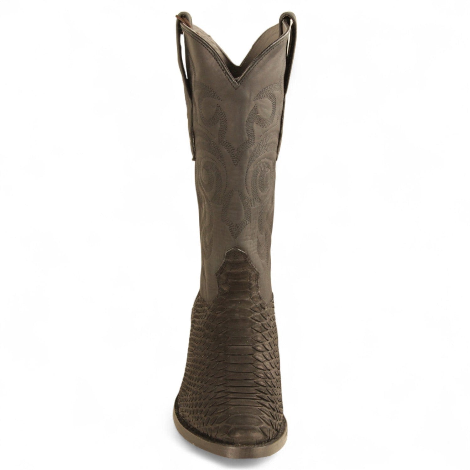 Los Altos Boots Boots Men's Genuine Python Round Toe Boots Nobuck Black Color - Los Altos Boots