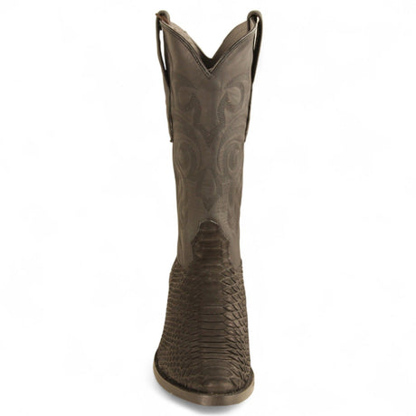 Los Altos Boots Boots Men's Genuine Python Round Toe Boots Nobuck Black Color - Los Altos Boots