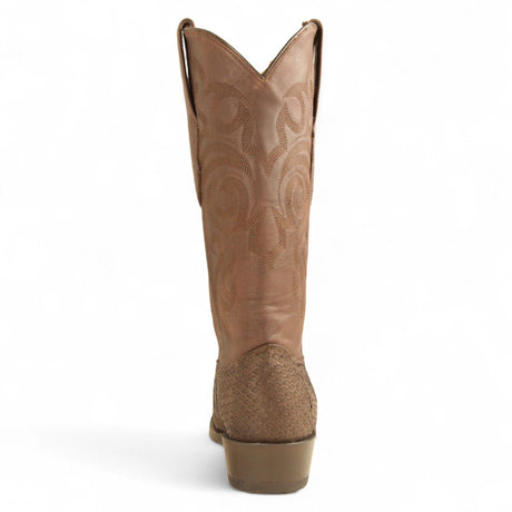 Los Altos Boots Boots Men's Genuine Python Round Toe Boots Nobuck Brown Color - Los Altos Boots