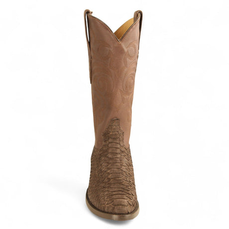 Los Altos Boots Boots Men's Genuine Python Round Toe Boots Nobuck Brown Color - Los Altos Boots