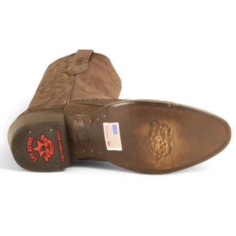 Los Altos Boots Boots Men's Genuine Python Round Toe Boots Nobuck Brown Color - Los Altos Boots