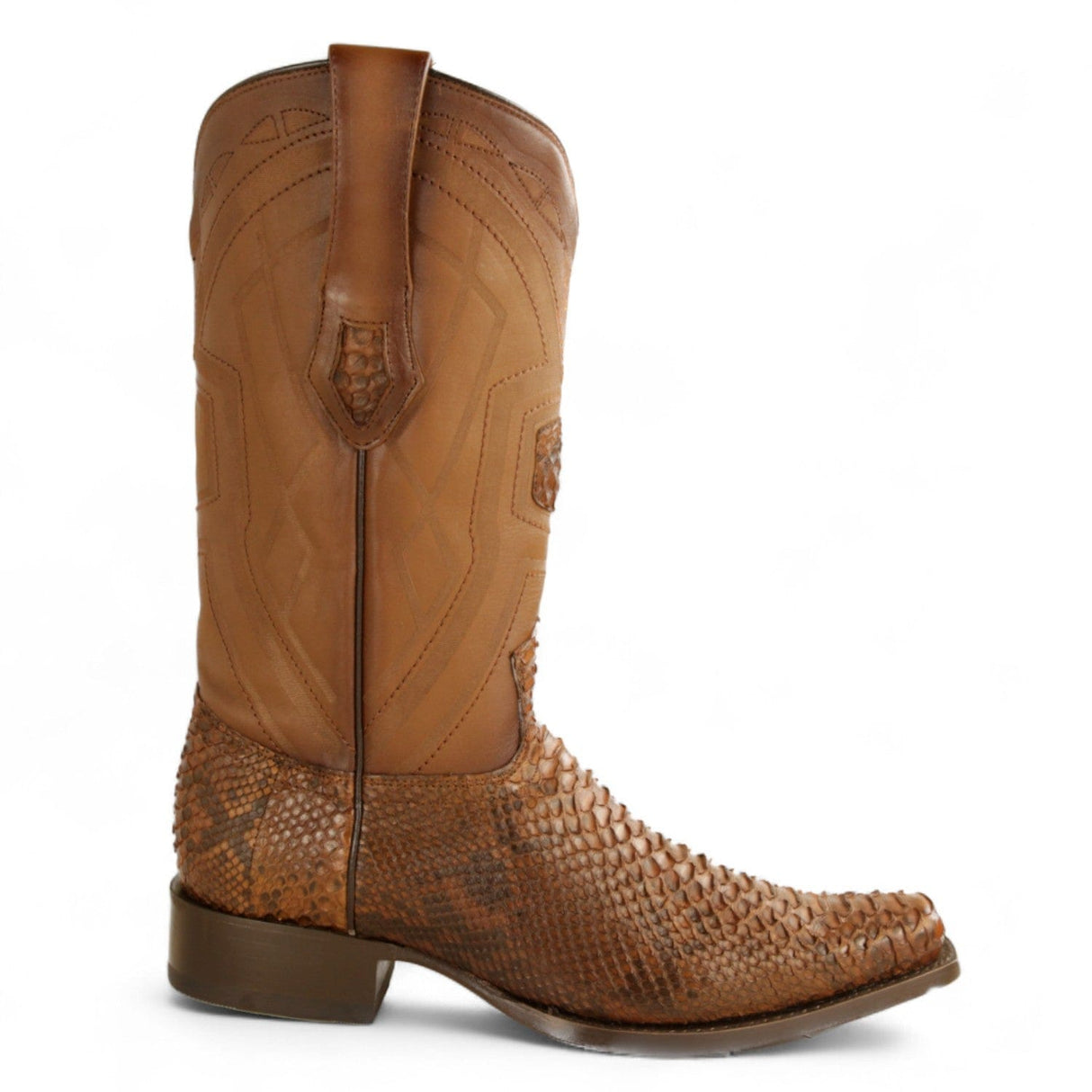 Los Altos Boots Boots Men's Genuine Python Skin European Square Toe Boots Porto Brown Color - Los Altos Boots