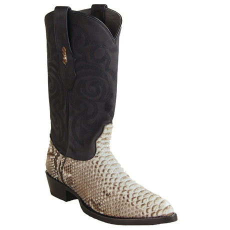 Los Altos Boots Boots Men's Genuine Python Skin J Toe Boots Nubuck Natural Color - Los Altos Boots