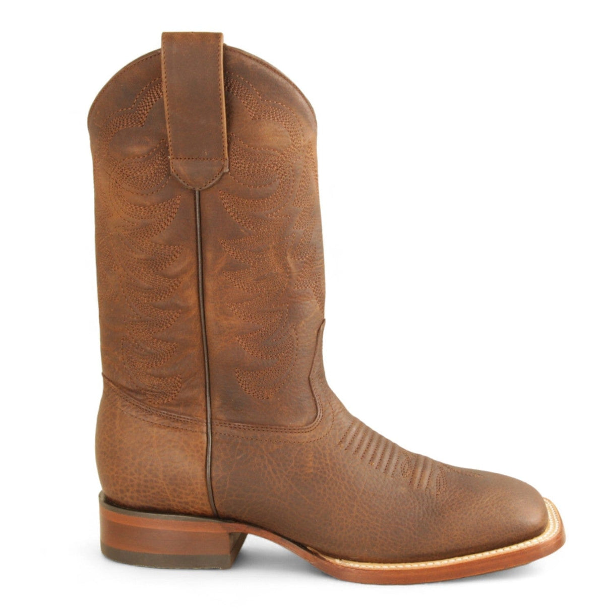 Los Altos Boots Boots Men's Genuine Rage Leather Rodeo Wide Square Toe Boots Walnut Color - Los Altos Boots