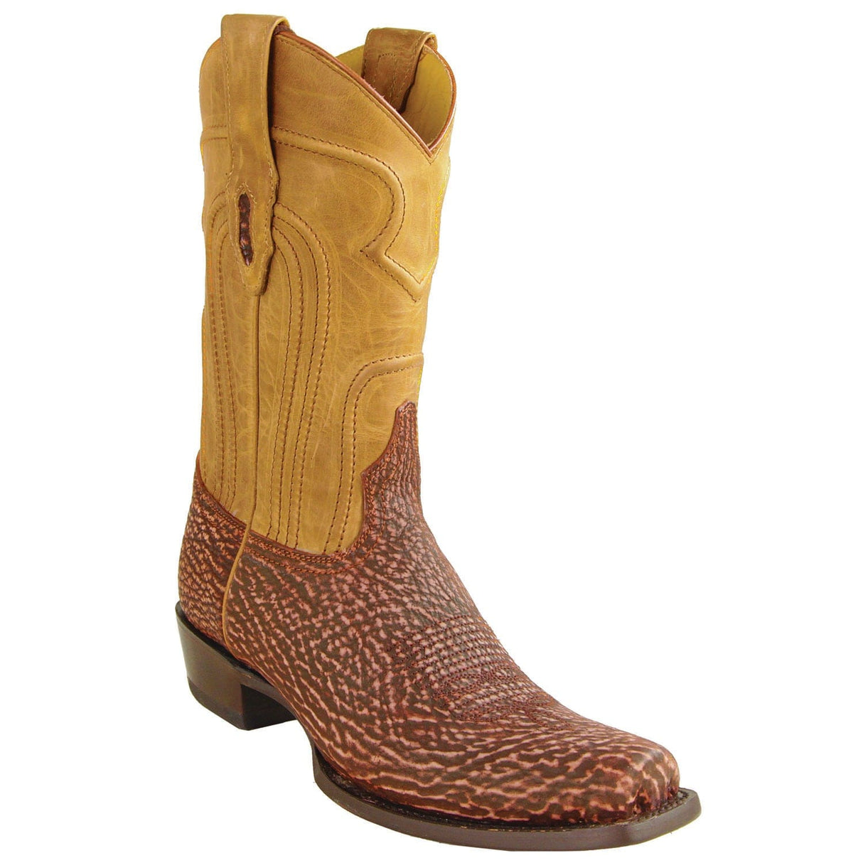 Los Altos Boots Boots Men's Genuine Shark Skin 7x Toe Boots Cognac Color - Los Altos Boots