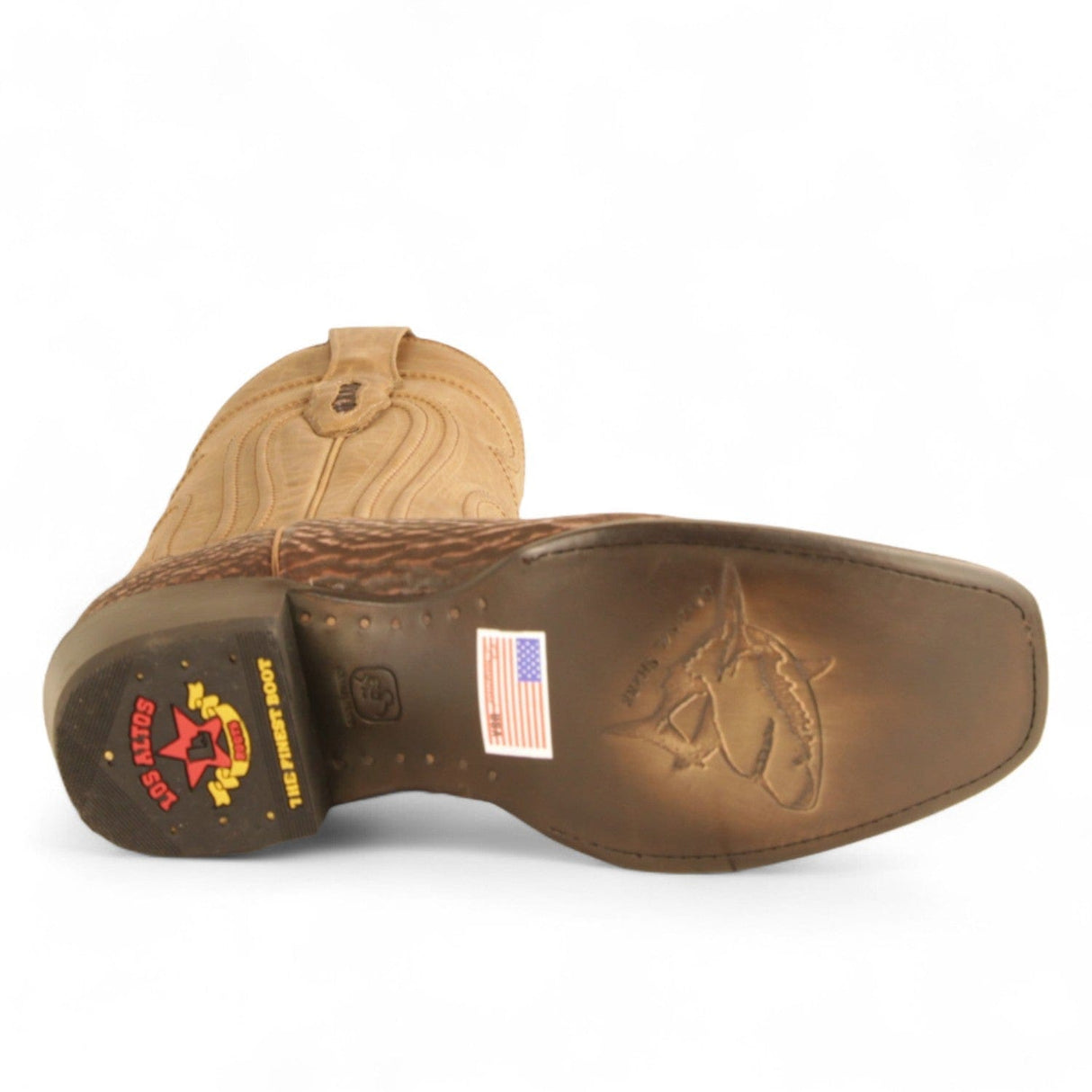 Los Altos Boots Boots Men's Genuine Shark Skin 7x Toe Boots Cognac Color - Los Altos Boots