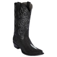 Los Altos Boots Boots Men's Genuine Stingray Single Stone Snip Toe Boots Black Color - Los Altos Boots