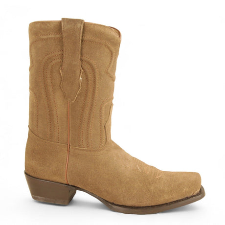 Los Altos Boots Boots Men's Genuine Suede Leather Wide Square Toe Boots Antique Saddle Color - Los Altos Boots