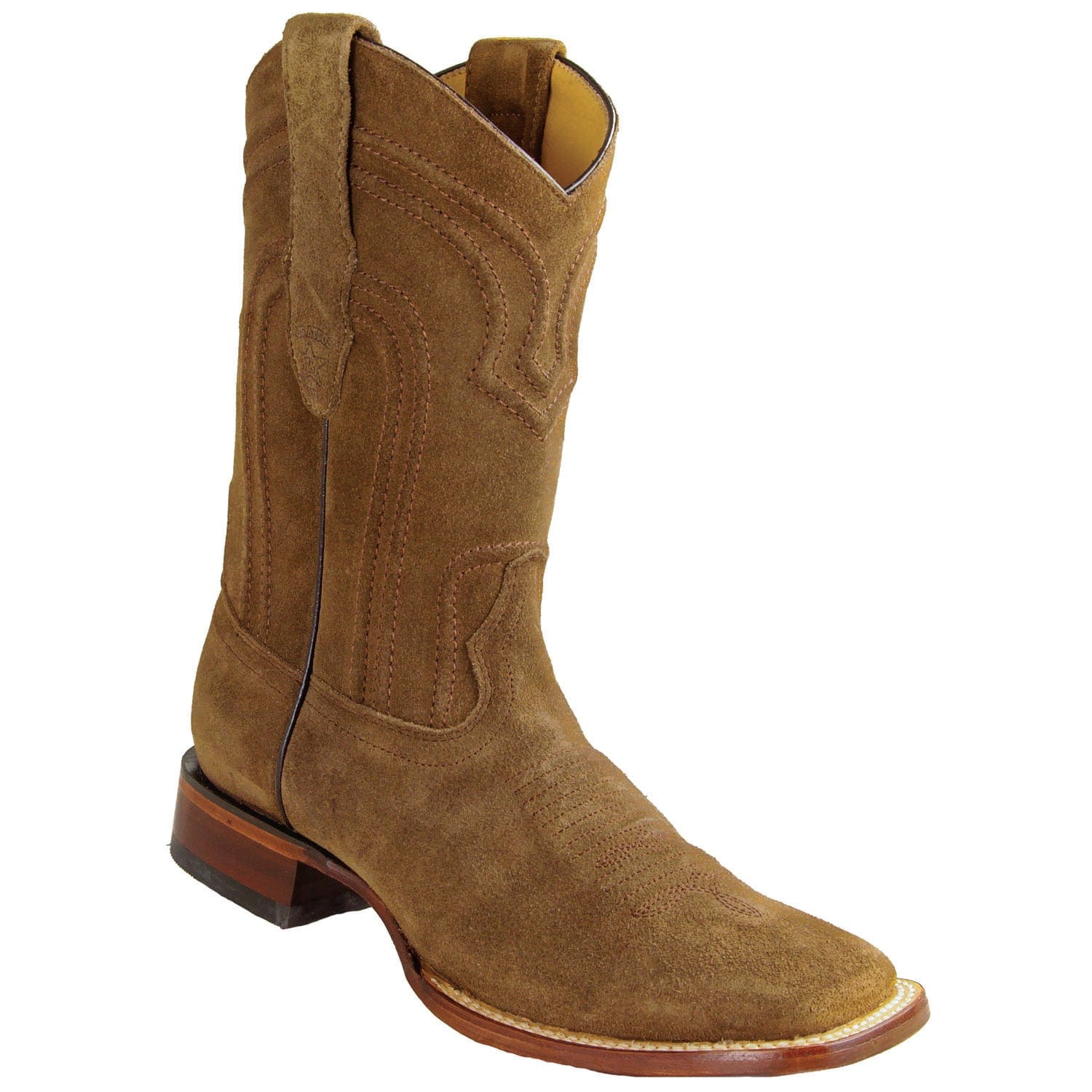 Los Altos Boots Boots Men's Genuine Suede Leather Rodeo Wide Square Toe Boots Brown Color - Los Altos Boots
