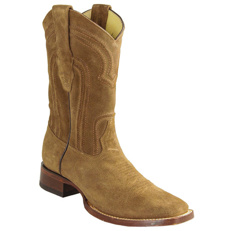 Los Altos Boots Boots Men's Genuine Suede Leather Rodeo Wide Square Toe Boots Capuccino Color - Los Altos Boots