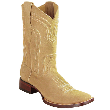 Los Altos Boots Boots Men's Genuine Suede Leather Rodeo Wide Square Toe Boots Oryx Color - Los Altos Boots