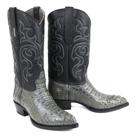 Western Genuine Caiman Hornback Skin J Toe Boots Gray Color - Los Altos Boots - Pair  View