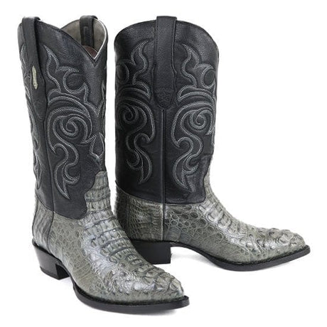 Western Genuine Caiman Hornback Skin J Toe Boots Gray Color - Los Altos Boots - Pair  View