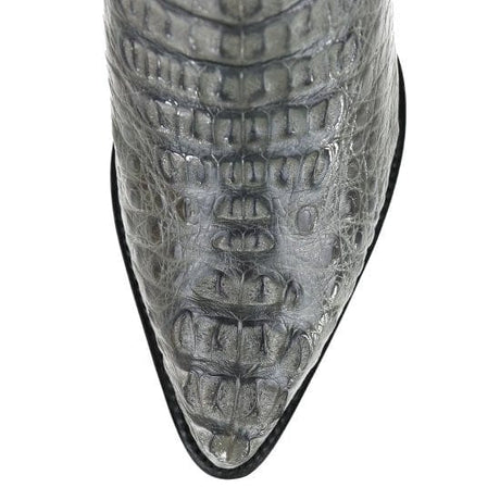 Western Genuine Caiman Hornback Skin J Toe Boots Gray Color - Los Altos Boots - Toe View