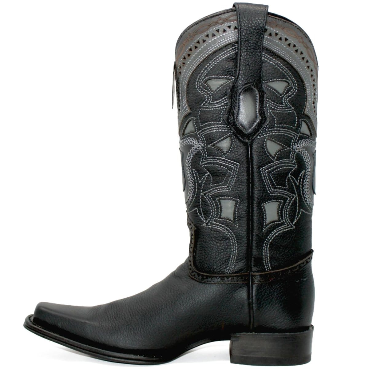 Western Genuine Grisly Leather European Square Toe Boots Black Color - Los Altos Boots