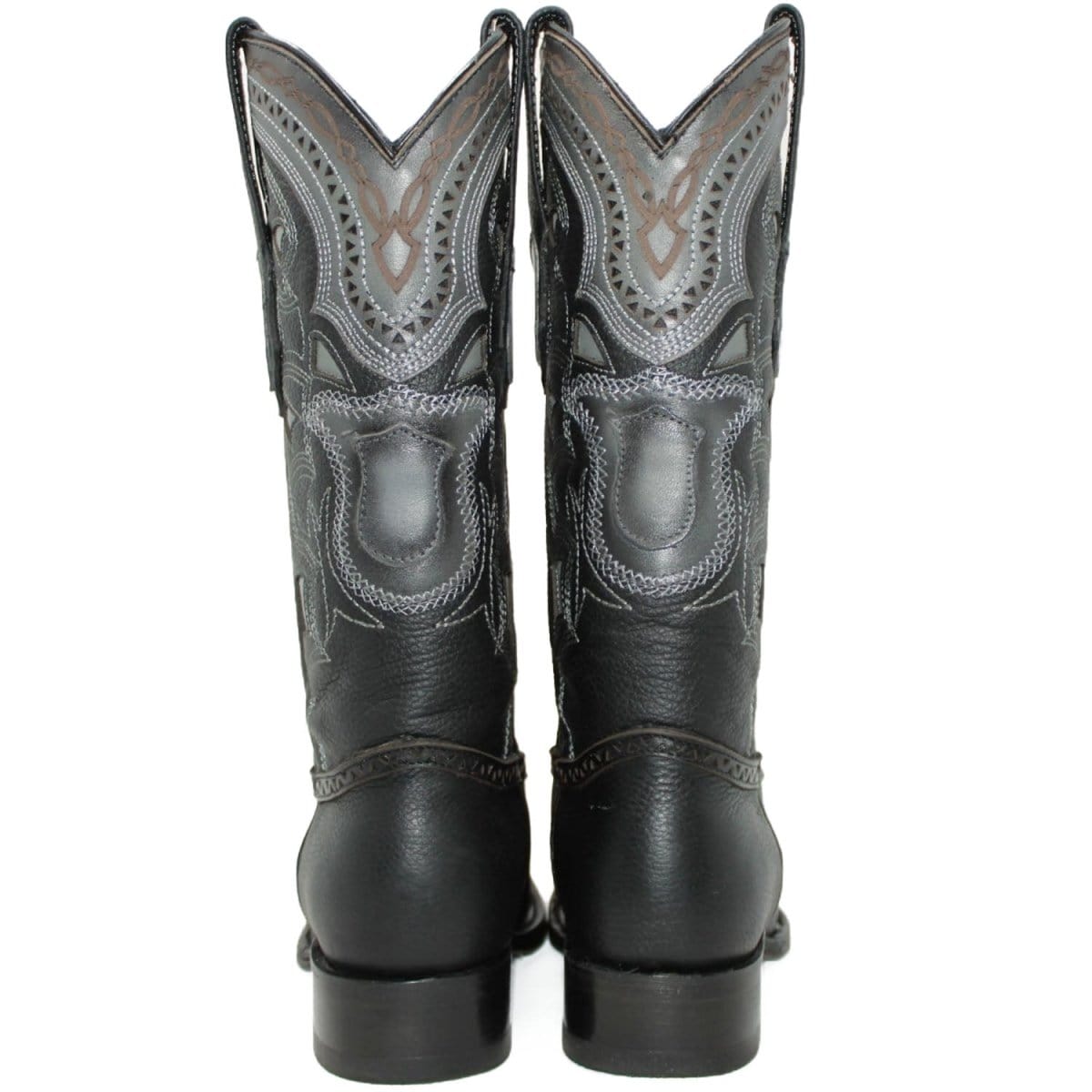 Western Genuine Grisly Leather European Square Toe Boots Black Color - Los Altos Boots