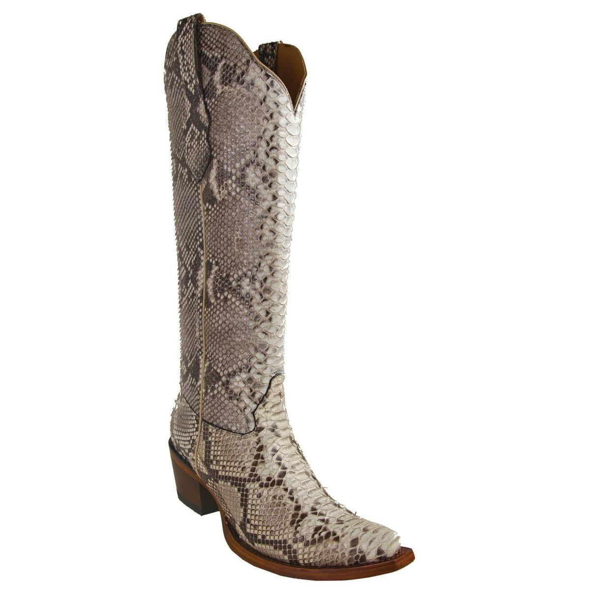Los Altos Boots Boots Women's Genuine Python Skin Snip Toe Tall Boots Natural Color - Los Altos Boots