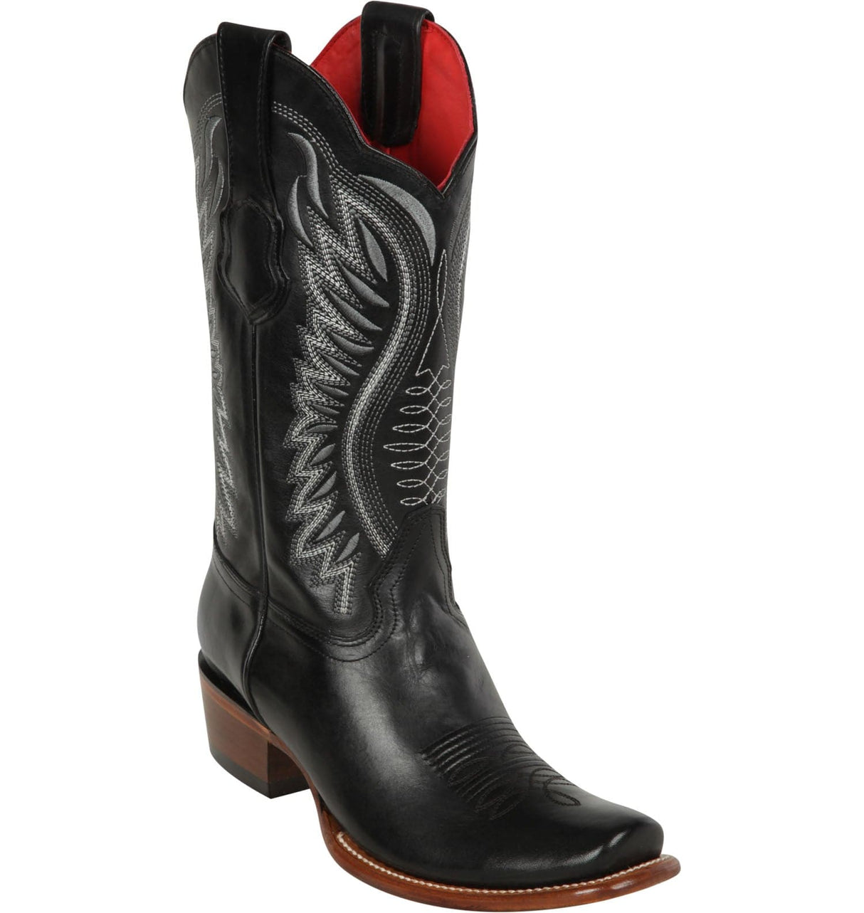 Los Altos Boots Boots Women's Genuine Vergel Leather Dubai Square Toe Boots Black Color - Los Altos Boots