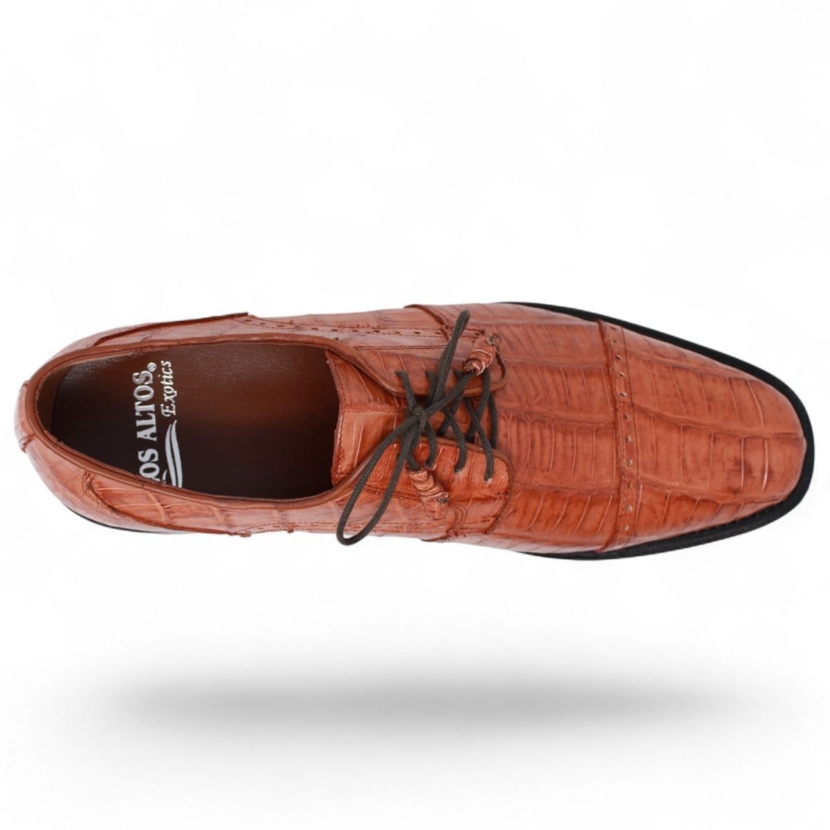 Los Altos Boots Shoes Men's Genuine Caiman Belly Skin Dress Shoes Cognac Color - Los Altos Boots