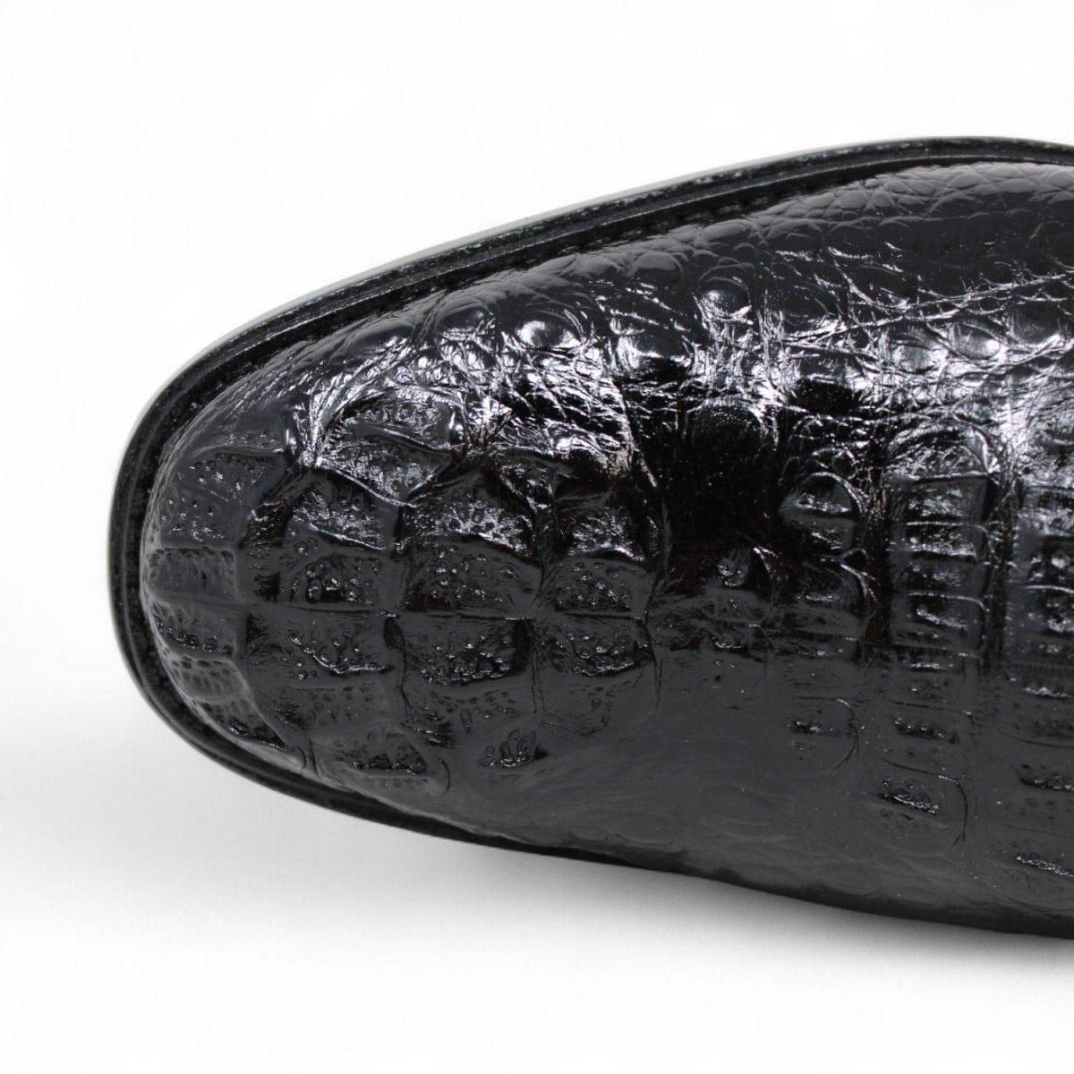 Los Altos Boots Shoes Men's Genuine Caiman Hornback Skin Dress Shoes Black Color - Los Altos Boots