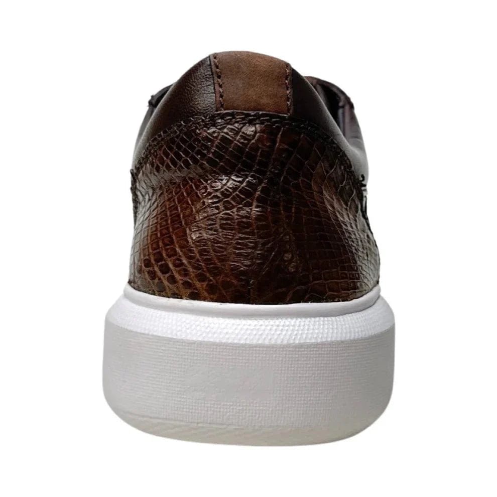 Men's Genuine Caiman Belly Skin Sneaker Casual Shoe Brown Color - Los Altos Boots - Back View