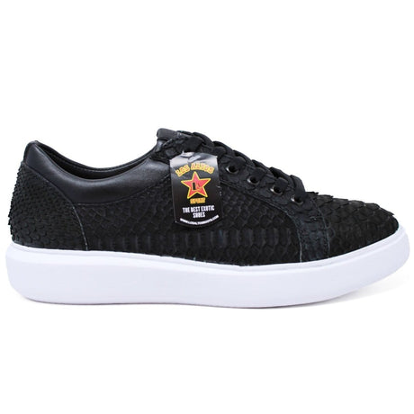 Los Altos Boots Shoes Men's Genuine Full Python Skin Sneakers - Black LAB-ZSM025705