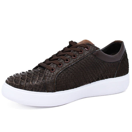Los Altos Boots Shoes Men's Genuine Full Python Skin Sneakers - Brown LAB-ZSM025707