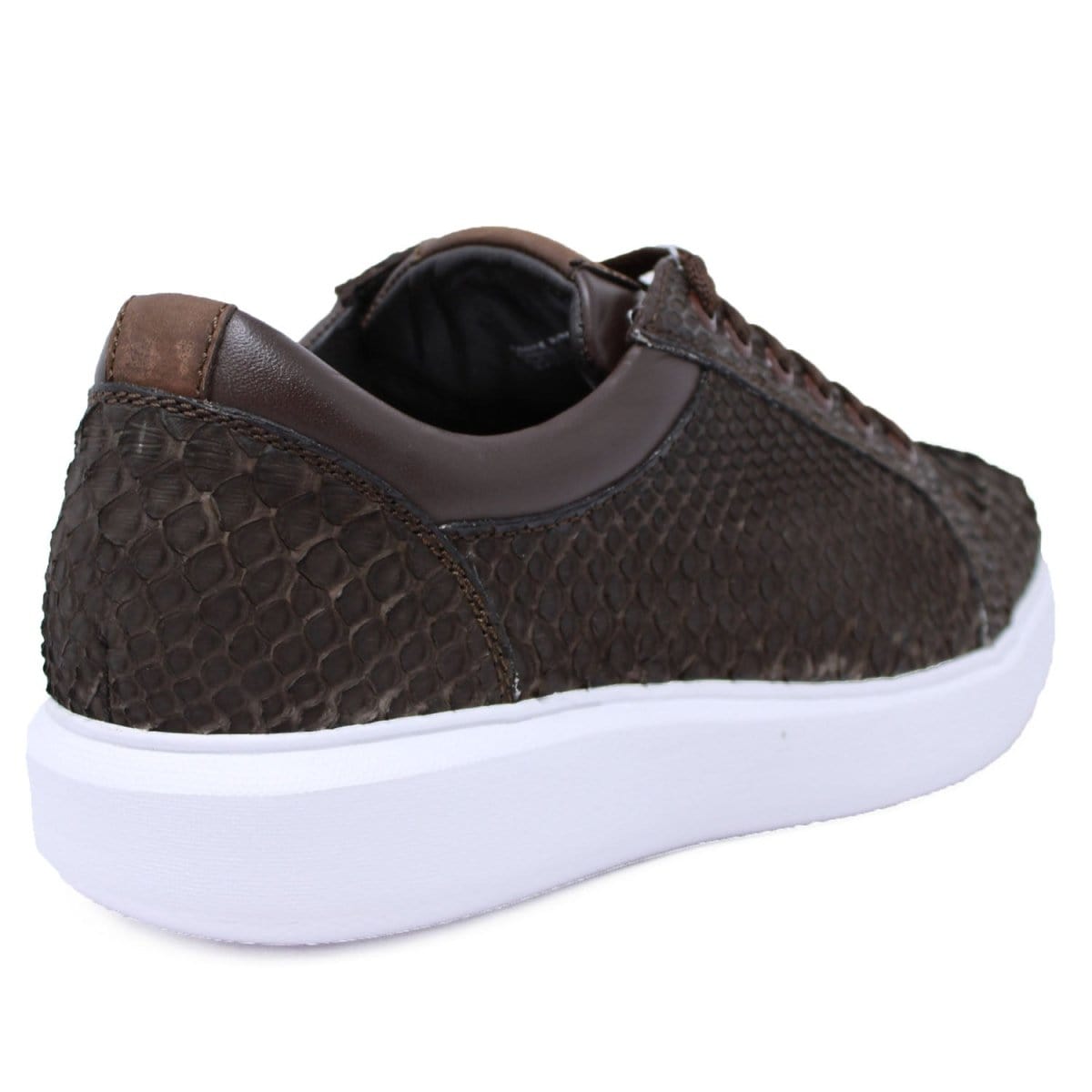 Men's Genuine Python Skin Sneaker Casual Shoe Nobuck Brown Color - Los Altos Boots - Back Side View