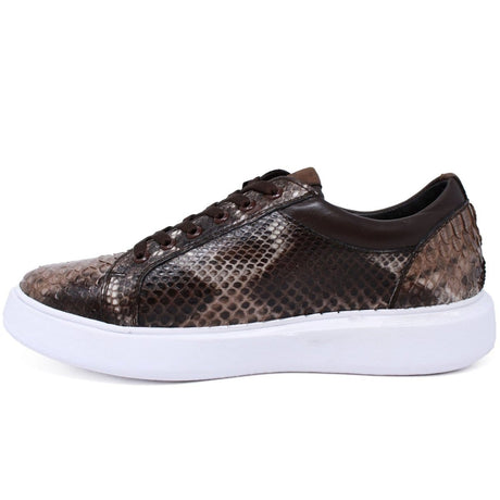 Los Altos Boots Shoes Men's Genuine Full Python Skin Sneakers - Rustic Brown LAB-ZSM025785