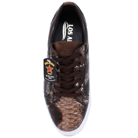 Los Altos Boots Shoes Men's Genuine Full Python Skin Sneakers - Rustic Brown LAB-ZSM025785