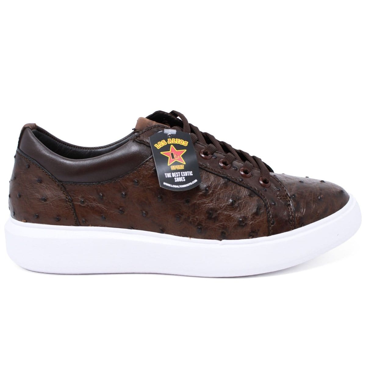 Los Altos Boots Shoes Men's Genuine Full Quill Ostrich Leather Sneakers - Brown LAB-ZSM020307