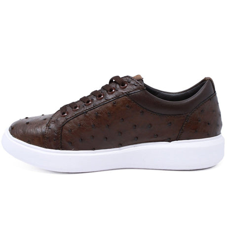 Los Altos Boots Shoes Men's Genuine Full Quill Ostrich Leather Sneakers - Brown LAB-ZSM020307