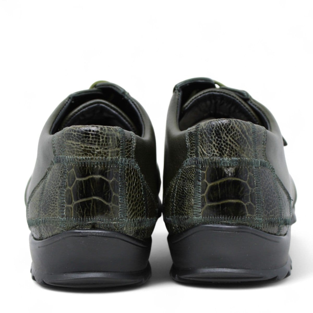 Los Altos Boots Shoes Men's Genuine Ostrich Leg Skin Casual Shoes Olive Green Color - Los Altos Boots