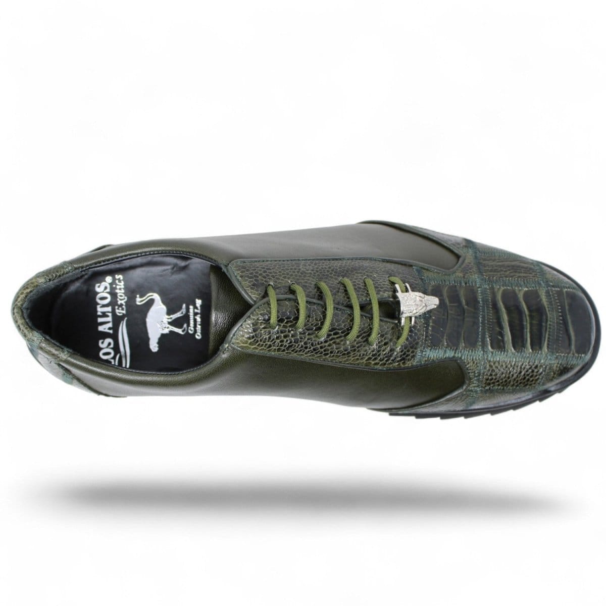 Los Altos Boots Shoes Men's Genuine Ostrich Leg Skin Casual Shoes Olive Green Color - Los Altos Boots