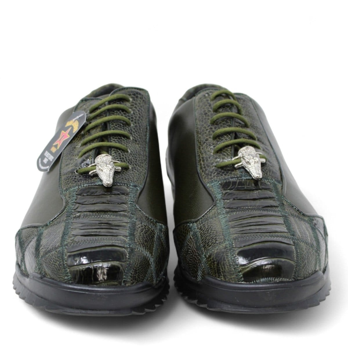 Los Altos Boots Shoes Men's Genuine Ostrich Leg Skin Casual Shoes Olive Green Color - Los Altos Boots