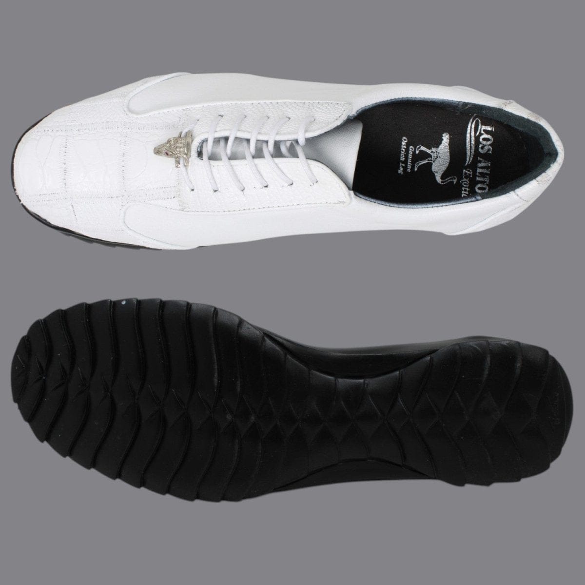 Los Altos Boots Shoes Men's Genuine Ostrich Leg Skin Casual Shoes White Color - Los Altos Boots