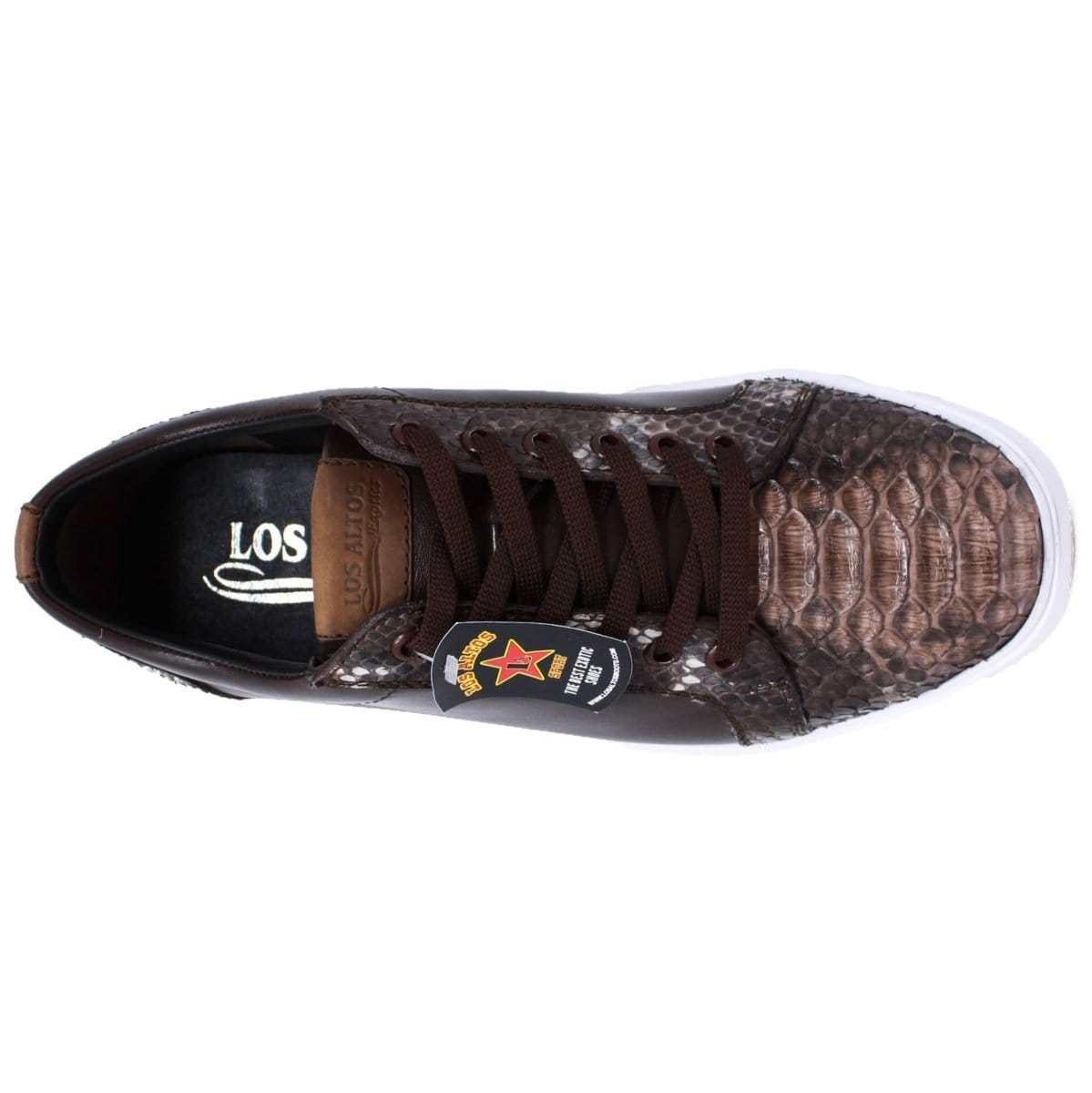 Los Altos Boots Shoes Men's Genuine Python Skin and Leather Sneaker Casual Shoe Rustic Brown Color - Los Altos Boots