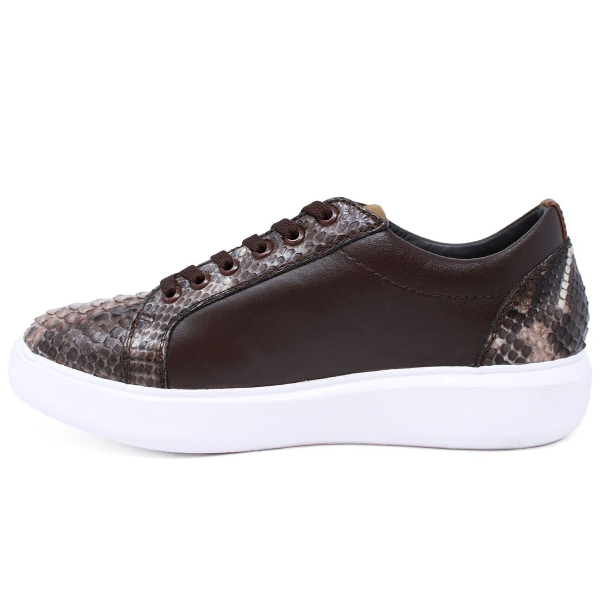 Los Altos Boots Shoes Men's Genuine Python Skin and Leather Sneaker Casual Shoe Rustic Brown Color - Los Altos Boots