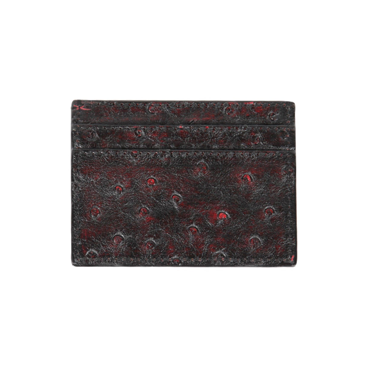 Los Altos Boots Wallets Men´s Genuine Ostrich Skin Card Holder Black Cherry Color - Los Altos Boots