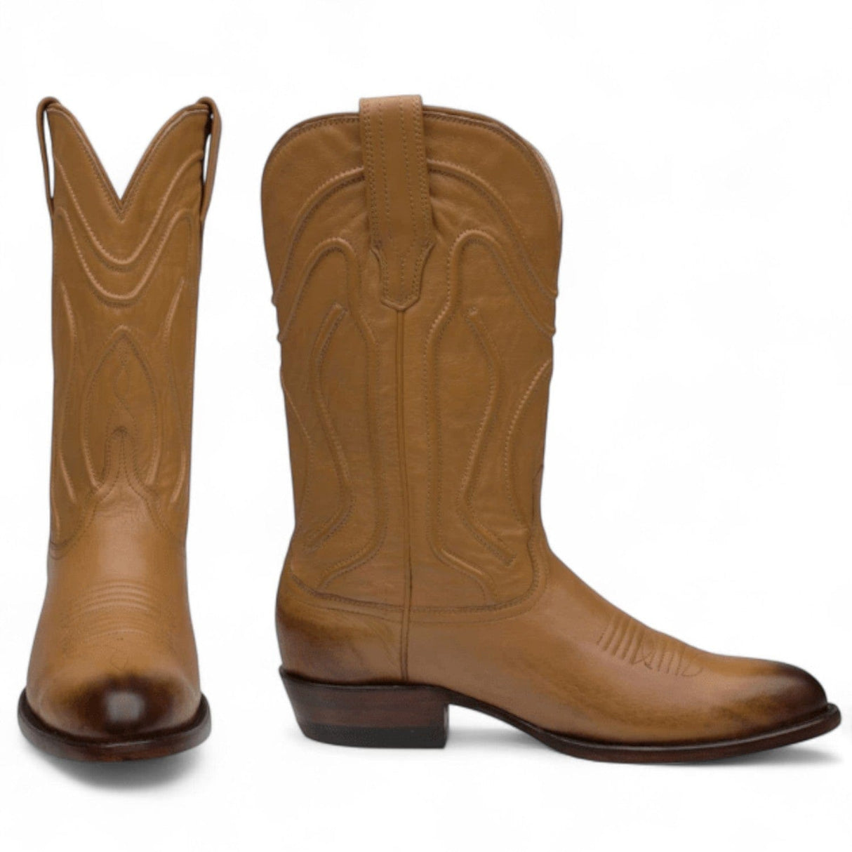 Rudel & Co. Boots Women's Genuine Leather Roper Boots Amber Color- Bachesto