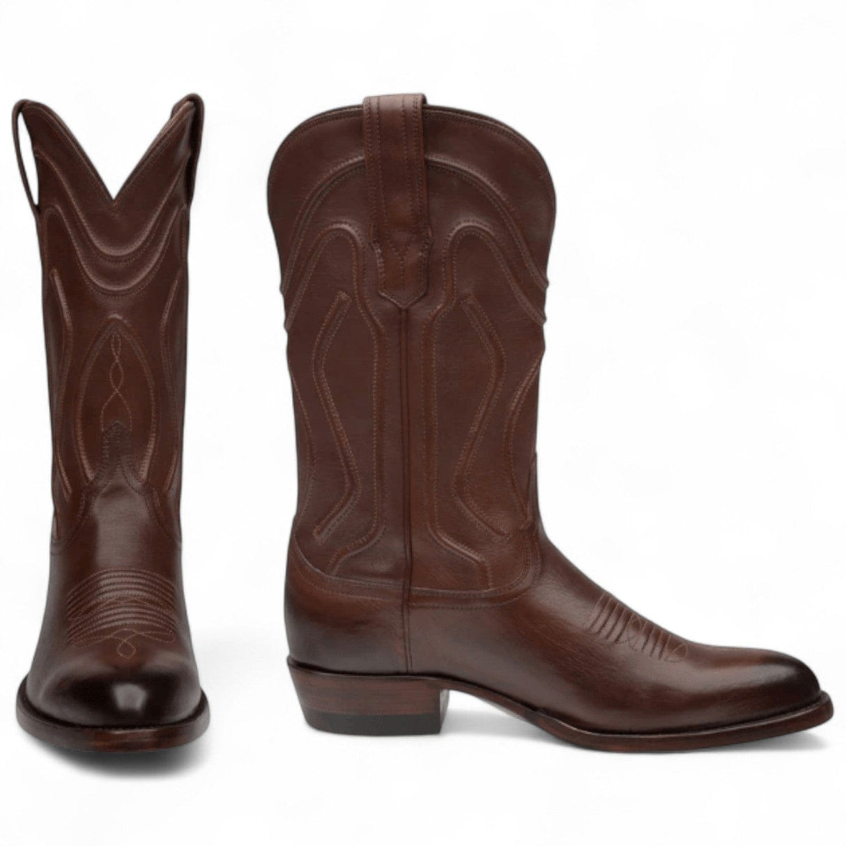 Rudel & Co. Boots Women's Genuine Leather Roper Boots Russets Brown Color- Bachesto