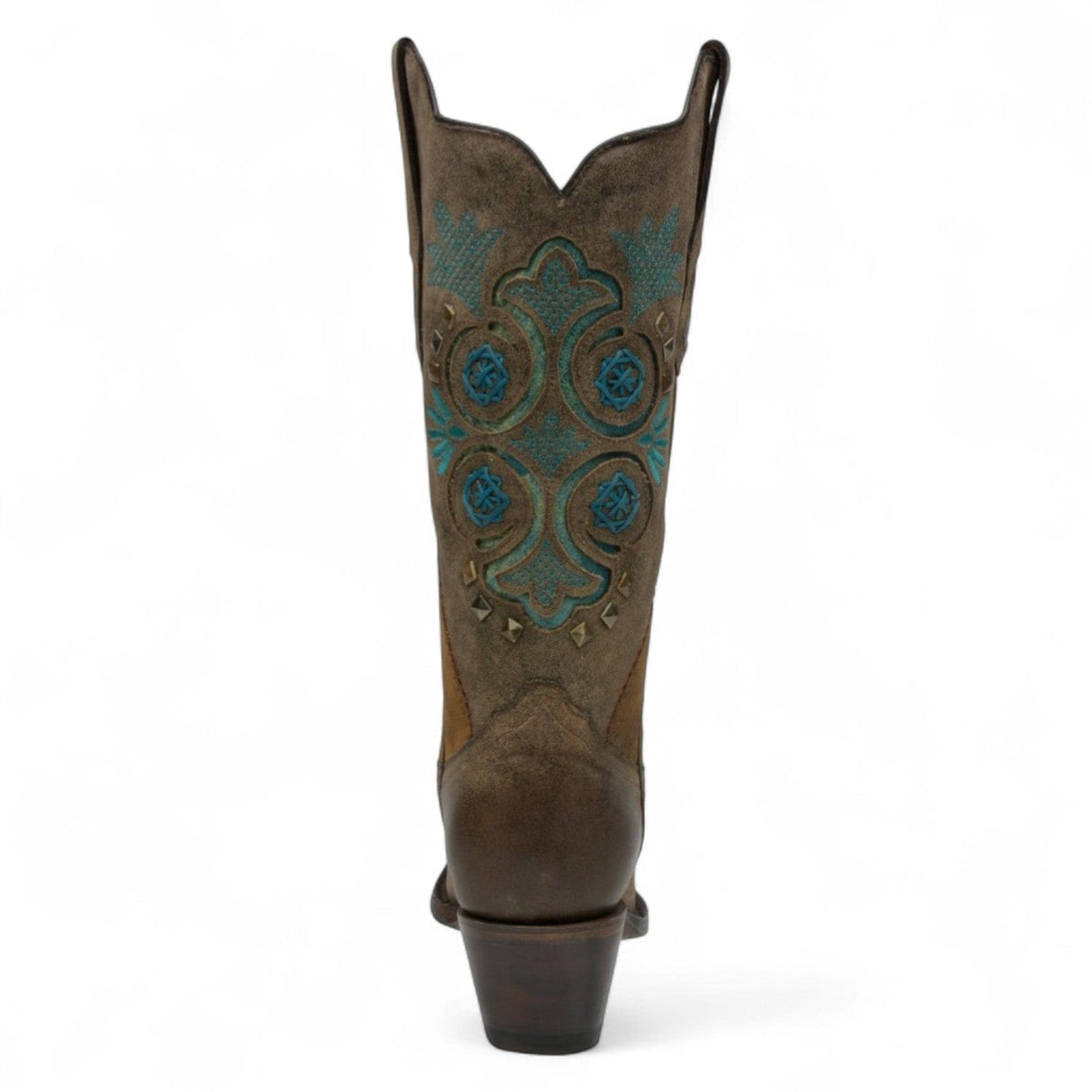 Rudel & Co. Boots Women's Genuine Leather Snip Toe Boots Pecan Brown Turquoise Details- Ive West