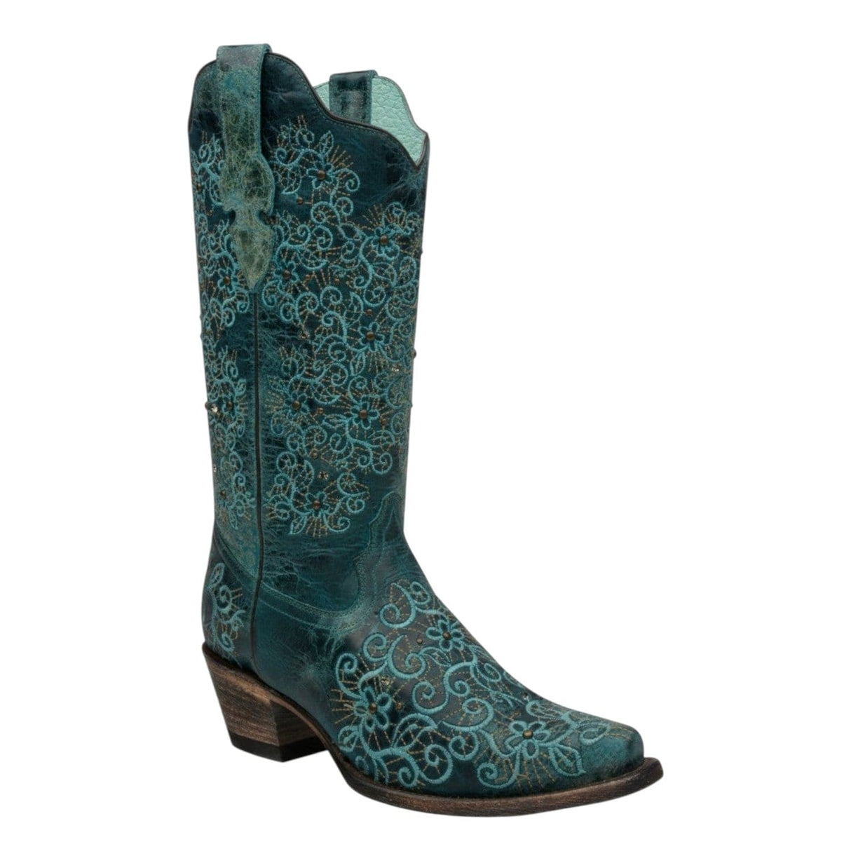 Rudel & Co. Boots Women's Genuine Leather Snip Toe Boots Turquoise Color- Ive West