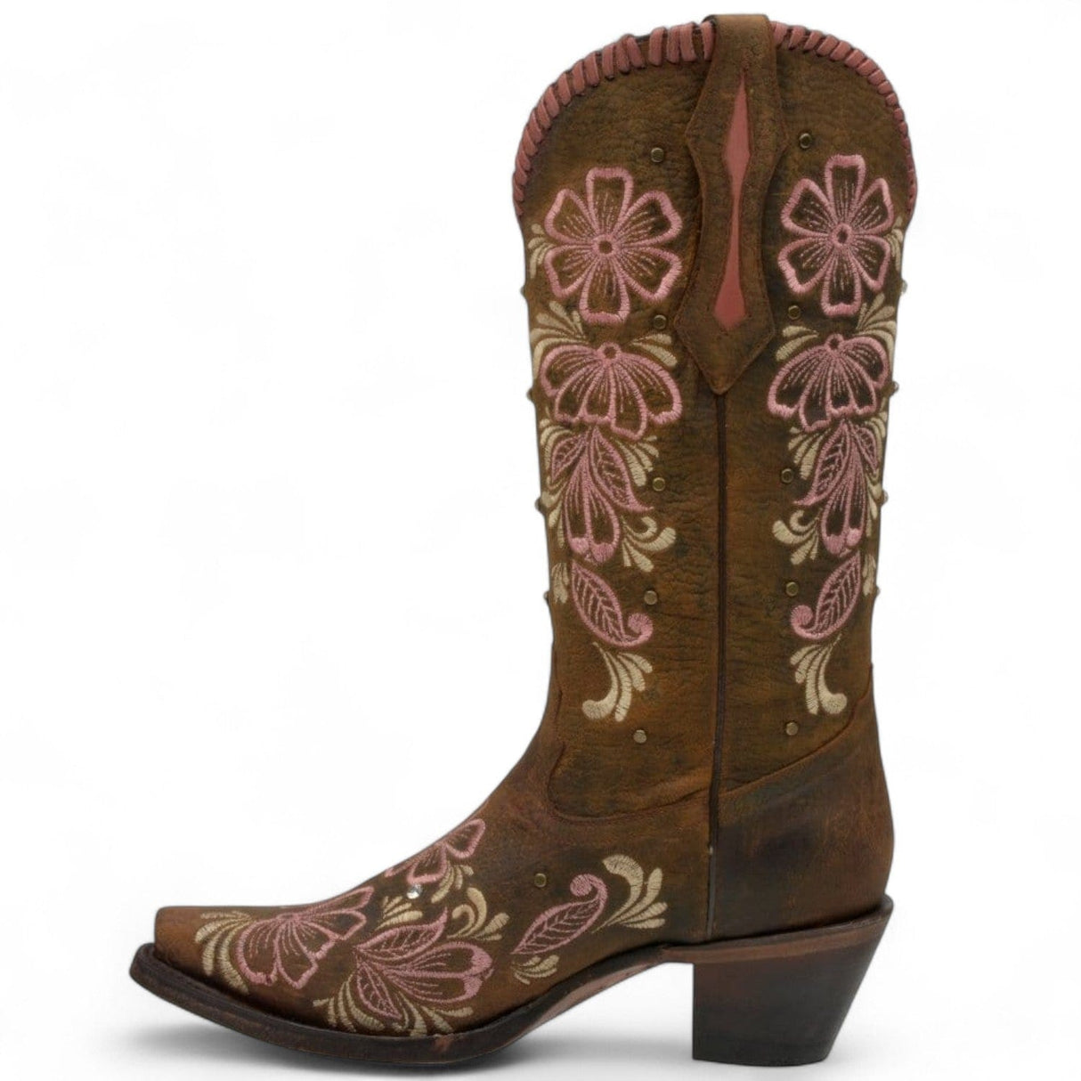 Rudel & Co. Boots Women's Genuine Leather Snip Toe Boots Walnut and Pink Color- Ive West