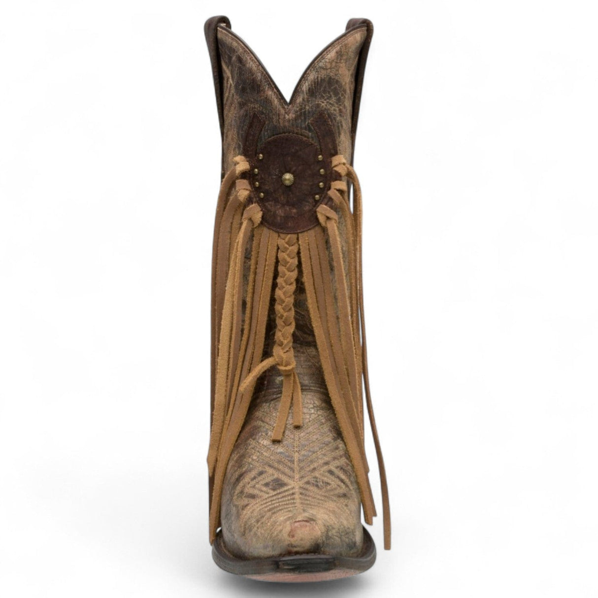 Rudel & Co. Boots Women's Genuine Leather Snip Toe Fringed Boots Walnut Color- Ive West