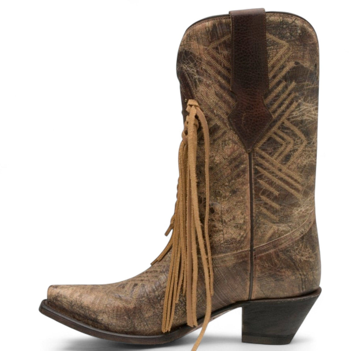 Rudel & Co. Boots Women's Genuine Leather Snip Toe Fringed Boots Walnut Color- Ive West