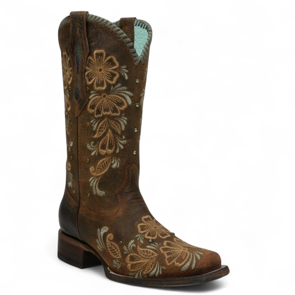 Rudel & Co. Boots Women's Genuine Leather Square Toe Boots Walnut Brown Color- Ive West