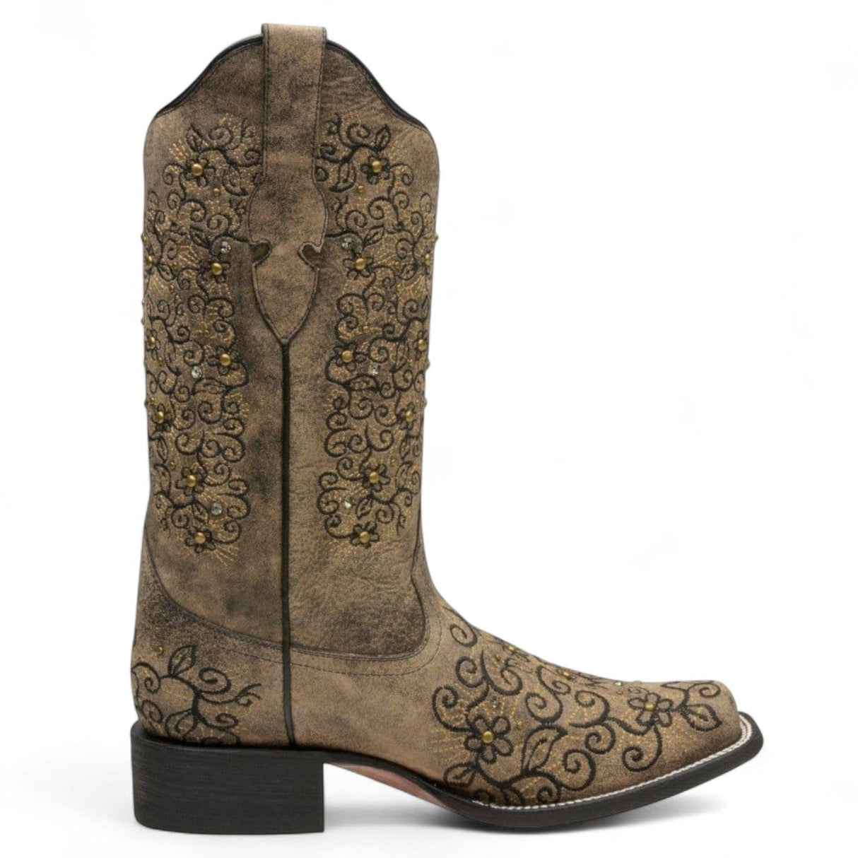 Rudel & Co. Boots Women's Genuine Leather Square Toe Boots Walnut Color- Ive West